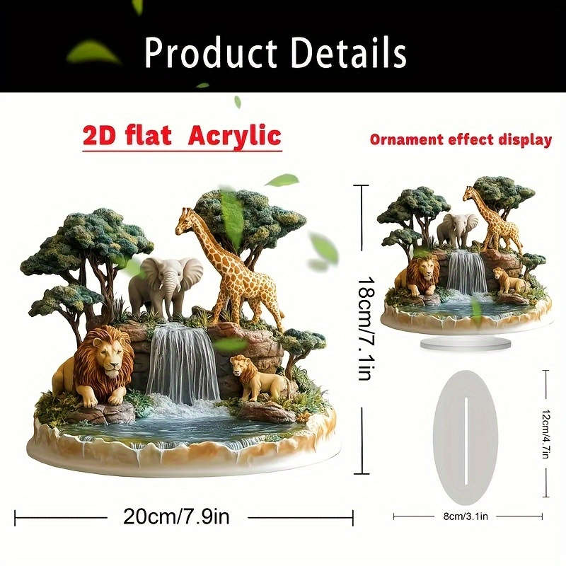 1pc 2D Flat   bohemian decorative ornaments African hunting scene waterfall lion giraffe