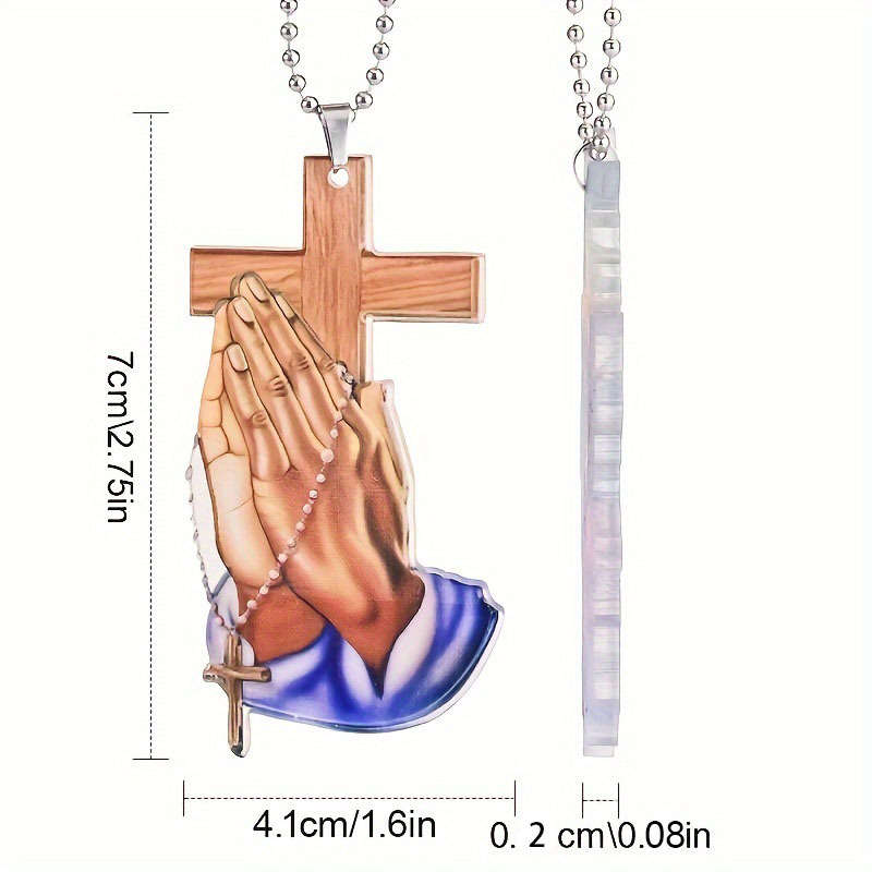1pc 2D Flat Acrylic Flat Jesus Prayer Hand Pendant Spiritual Symbol Car Dangling Charm Keychain