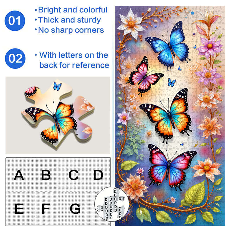 1000pcs Jigsaw Puzzle for Adults 80x40cm Large Butterfly Floral Design Premium H