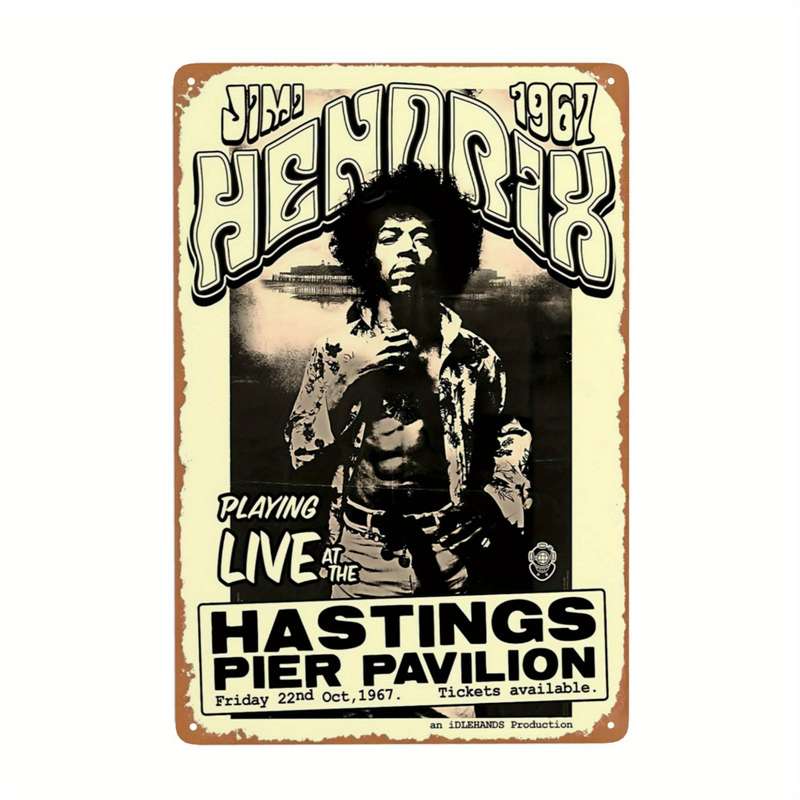 1pc Vintage Jimi-Inspired Metal Tin Sign Nostalgic Wall Decor for Home Kitchen Garden Bedroom