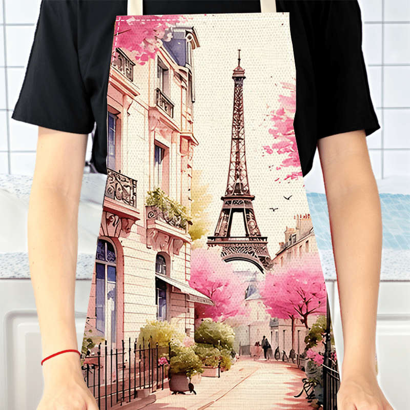 1pc of a Densely Woven Large Apron for Valentine's Day Decoration Featuring The Eiffel Tower An