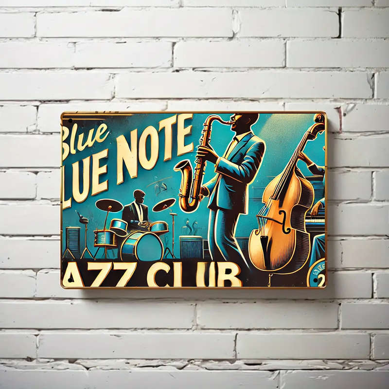 1pc  Vintage Blue Note Jazz Club Metal Tin Sign 20.32x30.48 cm Retro Wall Art Decor for Room R