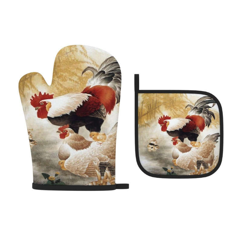 2pcs 26.92x17.02 cm Heat Resistant Oven Mitts And Potholders