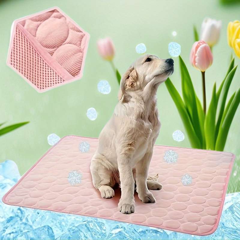 1PC Pet Mat Ice Sliky Fiber Fabric Cooling Mat Coffee Color Size XS 40x30cm 60g