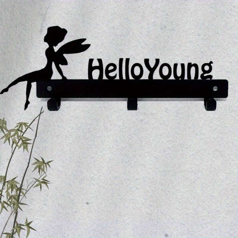1pc HelloYoung Magical Wall-Mounted Storage RackStylish Metal Organizer for Coats Keys Towels