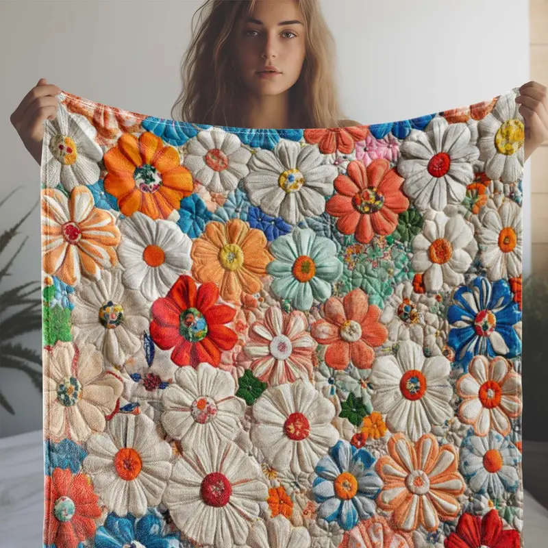 1 Soft Vintage Floral Print Flannel Blanket 150*200CM
