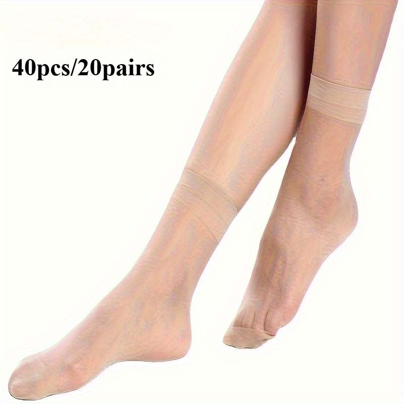 20 Pairs Light Beige One Size High Elastic Socks