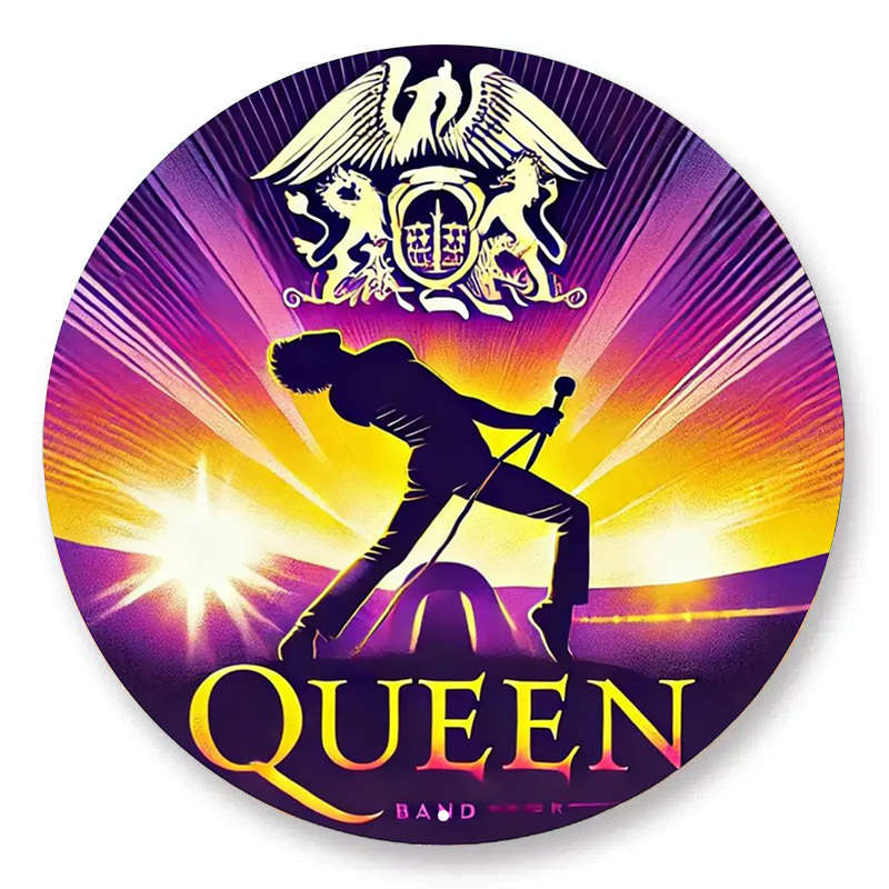 1pc  Queen Band Iconic Stage Performance Aluminum Round Sign 19.81x19.81 cm Bold Colors Retro