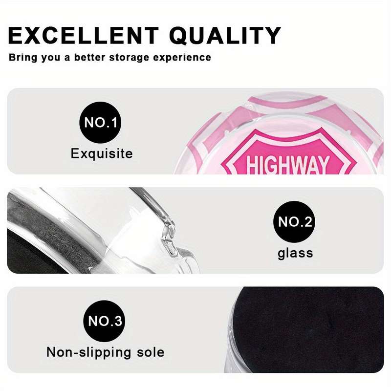 1pc Round Clear Glass Ashtray with Anti-Slip Base "Highway 10.67meter Pink Sign Design Modern De