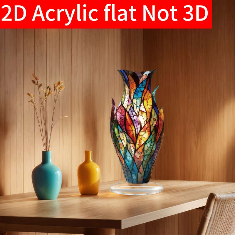 1pc 2D Flat  Elegant Multi-Color Acrylic Vase  Decorative Art Style Versatile Flower Design S