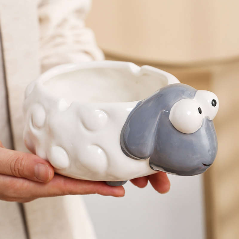 1pc Ceramic Lamb Ashtray Cute Cartoon Style Ideal for Home Office Living Room Decor Perfect f
