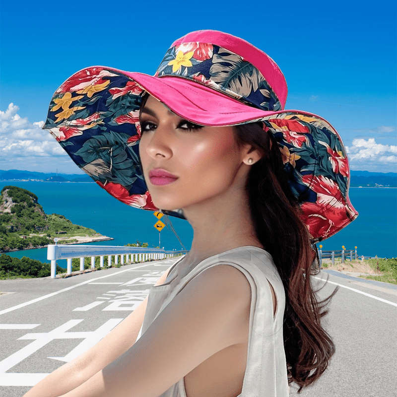 1pc Women'S Summer Beach Hat with Extra Large Brim Outdoor Vacation Travel Hiking Foldable Sun