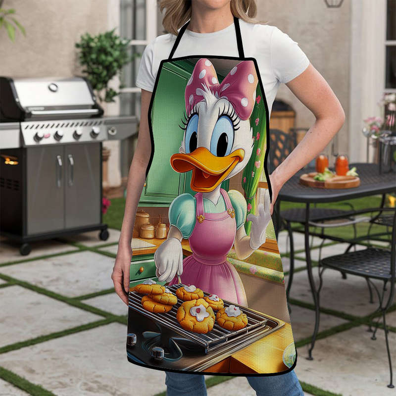 1pc Daisy Duck Authorized A Pattern Printing a Chef Design Apron Durable OilProof Kitchen