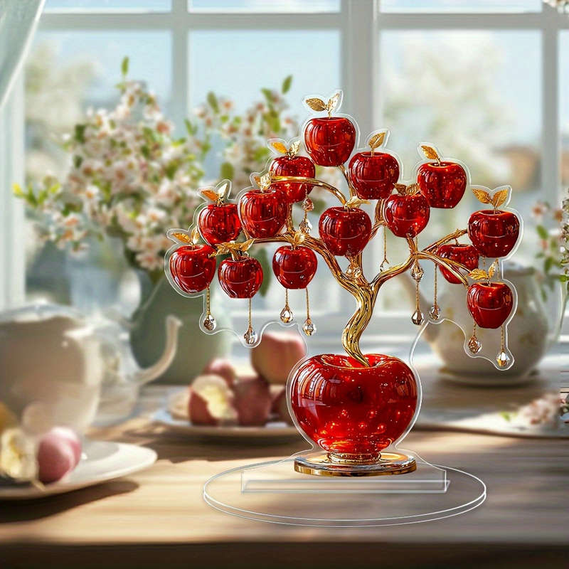 1pc 2D Flat  Cute  Acrylic Apple Tree Desktop Decoration Amazing Collectible Perfect for R