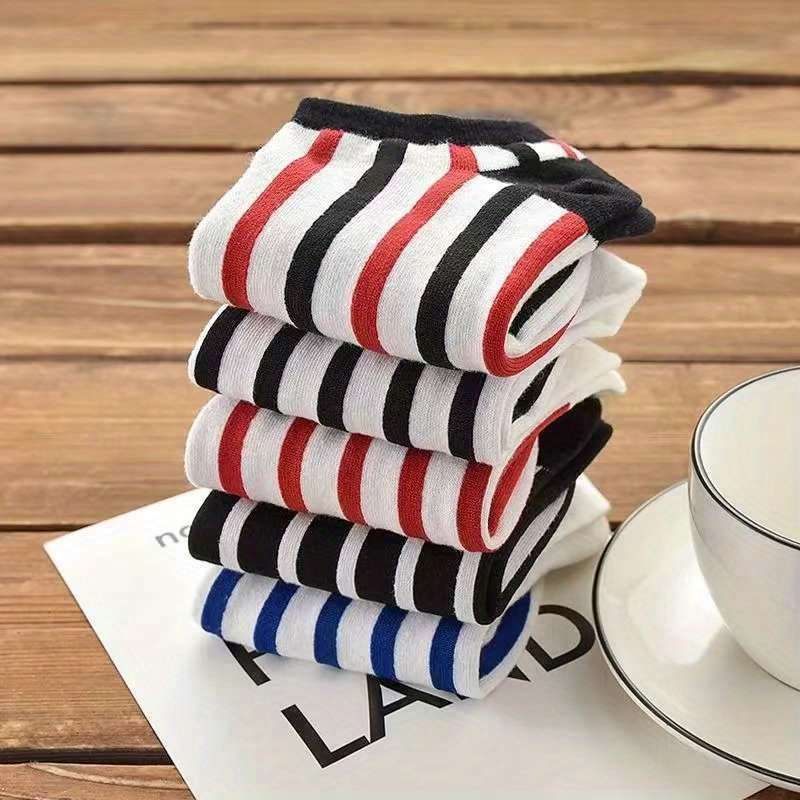 5 Pairs Of Mixed Colors One Size High Elastic Socks
