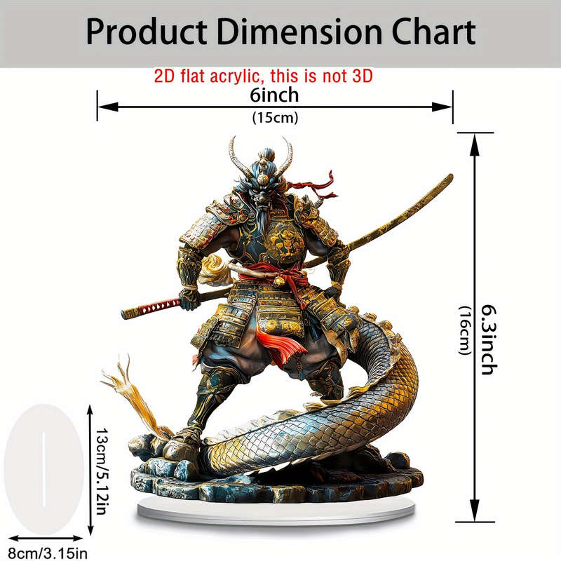 1pc 2D Flat  One  Samurai and Dragon Ornament Acrylic Desktop Decor Multifunctional Creati
