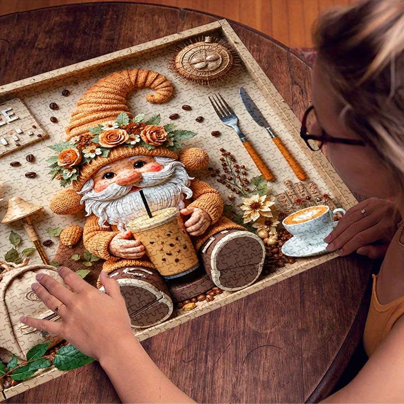 1000pcs Coffee Gnome Jigsaw Puzzle Scratch High Quality Challenging DIY Brain Te