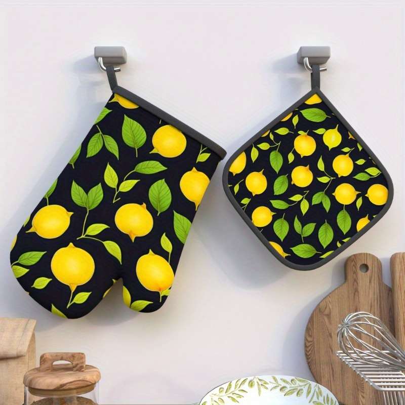 2pcs 26.92x17.02 cm Heat Resistant Oven Mitts And Potholders