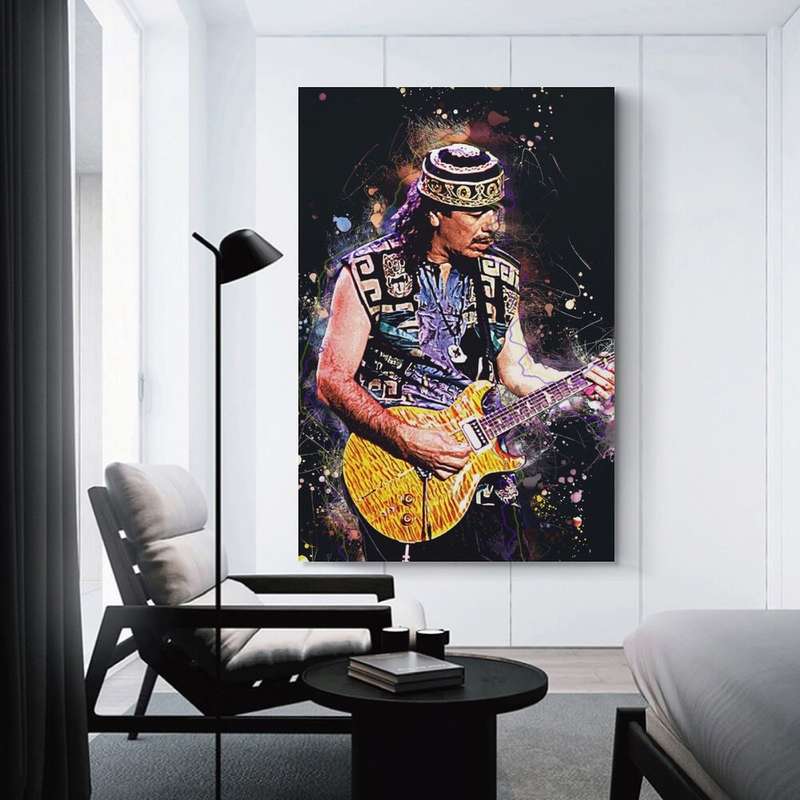 1pc Satin-Finish Carlos Santana Poster Modern Art Print on Silk Fabric Wall Decor for Living Roo