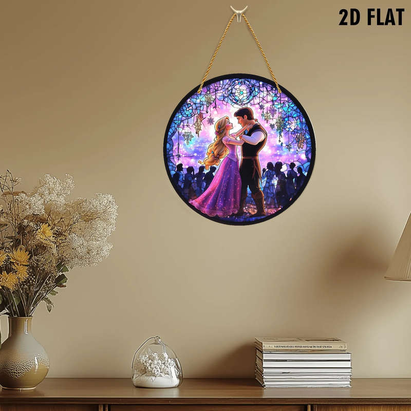 1pc 2D Flat   Disney Princess Rapunzel and Flynn Rider Dancing in Crowd Acrylic Sign Cartoon Char