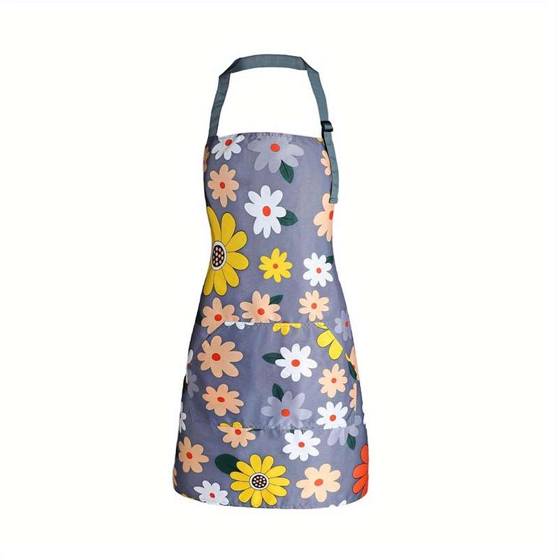 1pc Fashionable Women's floral apron with pockets adjustable perfect for cooking baking garden