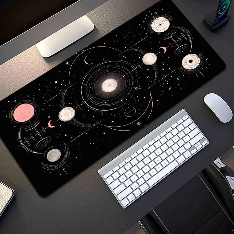 1pc 40x90cm Mystical Universe Planet Pattern Mouse Pad Waterproof Non-slip Washable