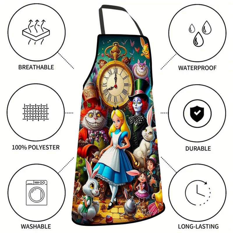 1pc Disney Alice Authorized Disney Design Sleeveless Polyester Apron Ideal for
