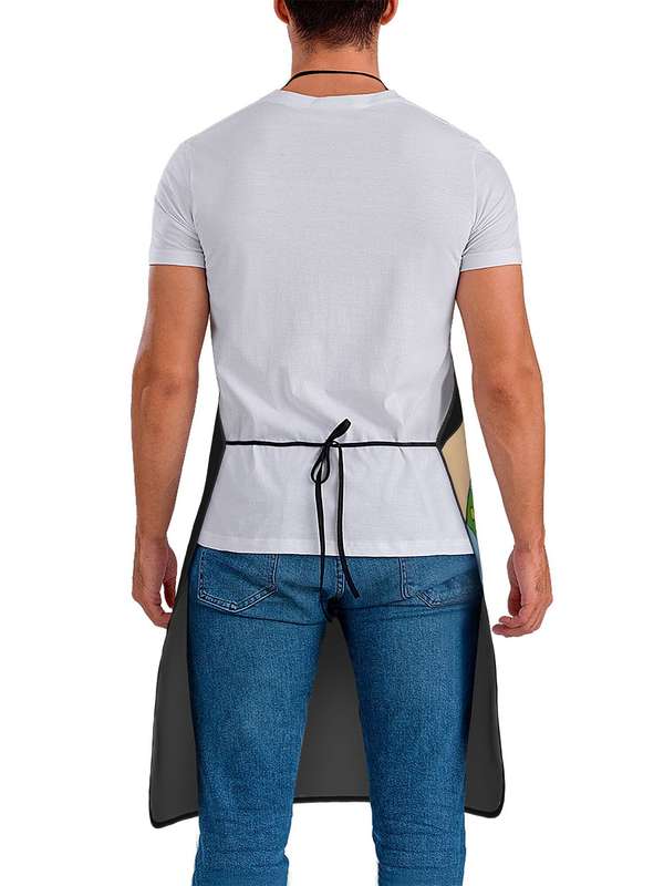 1pc Vintage-Style Adjustable Cooking Apron with Colorful Cartoon Characters Durable Polyester Ha