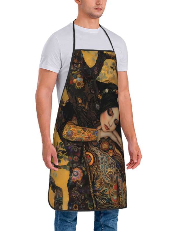 1pc Vintage Gustav Klimt Painting Apron 100% Polyester Woven Fabric 190g m? Slight Stretch Art