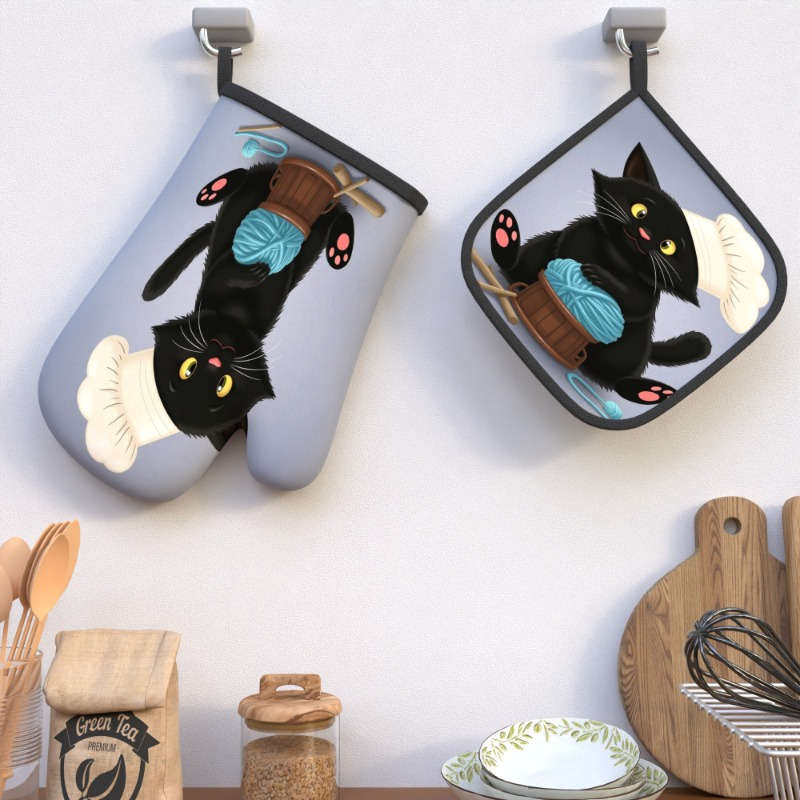 2pcs 26.92x17.02 cm Heat Resistant Oven Mitts And Potholders