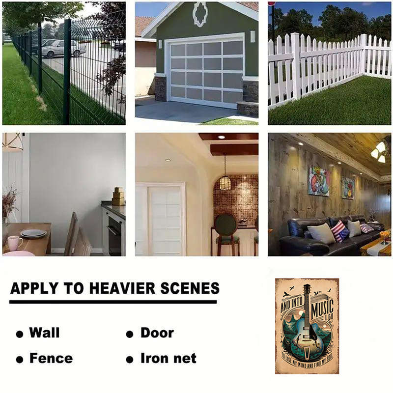 1pc  Vintage Guitar-Themed Aluminum Metal Sign Wall Art And Into Music I Go Lyrics Decorative