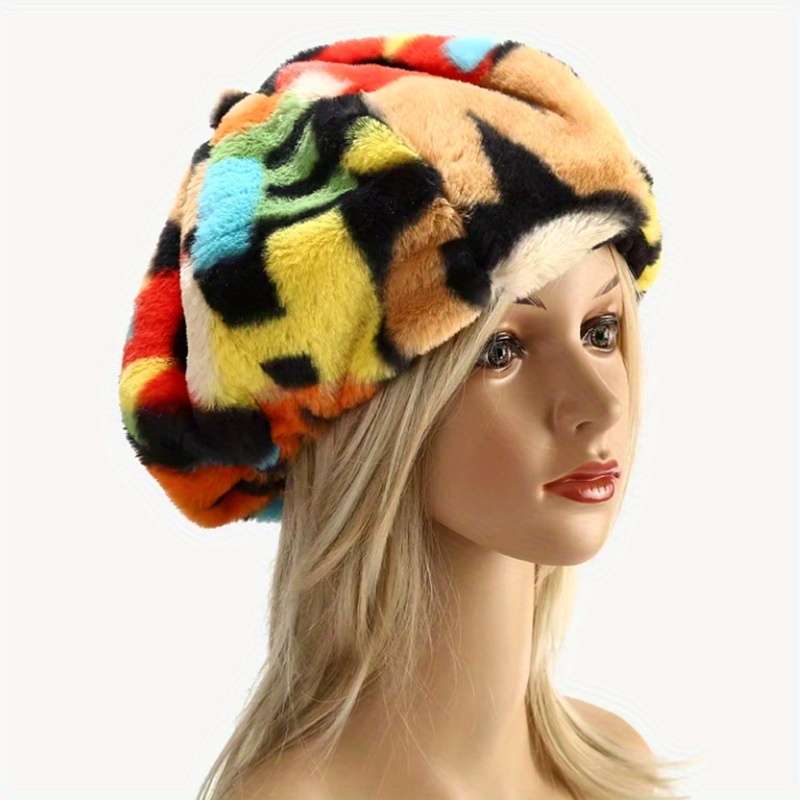 1pc Winter Korean Style Beret Hat for Women Fitted Polyester Artist Painter Cap with Toggle Cl