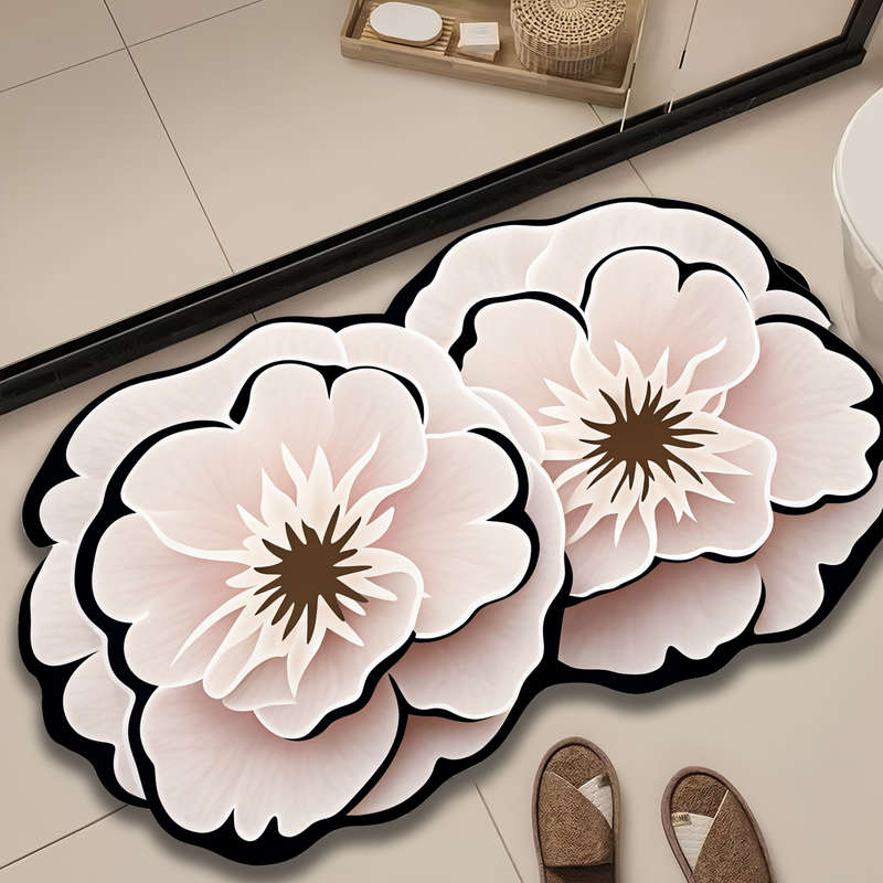 1Pc 40x60cm White Camellia Floor Mat