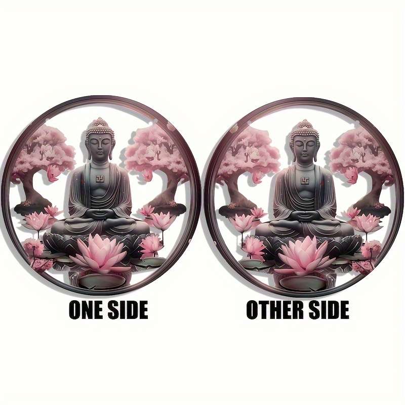 1pc 2D Flat   Classic Acrylic Buddha Wall Hanging Decorative Plaque with Pink for Lotus Sakur