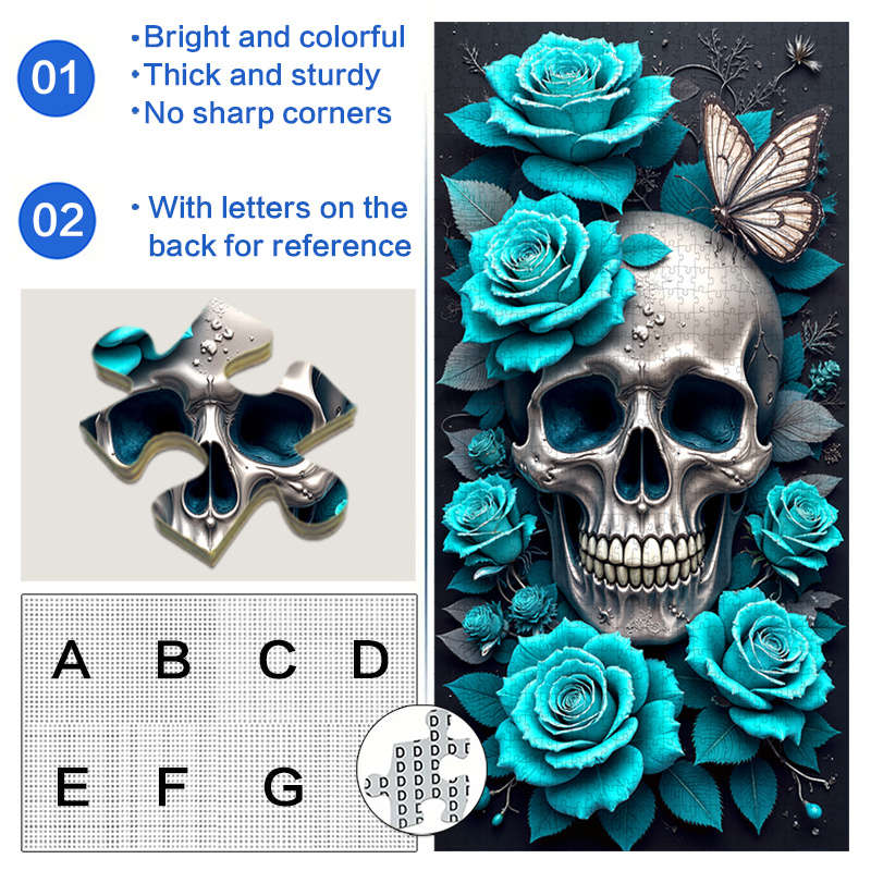 1000pcs Butterfly and Skull Jigsaw Puzzle 80x40cm Scratch Water Resistant Advan