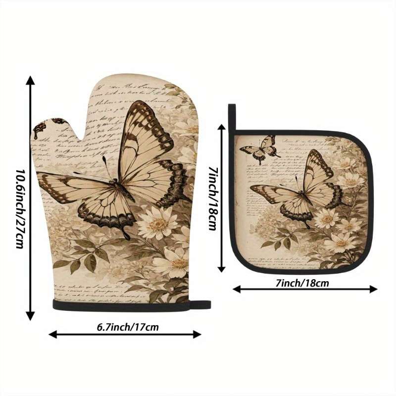 2pcs 26.92x17.02 cm Heat-Resistant Oven Mitts And Potholders