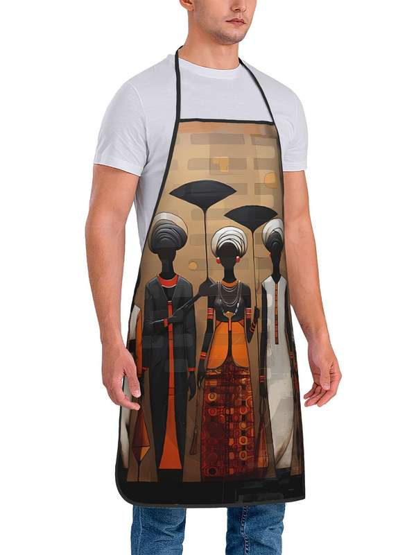 1pc Apron Featuring Artwork of African Tribal Women Designed for Both Men And Women.