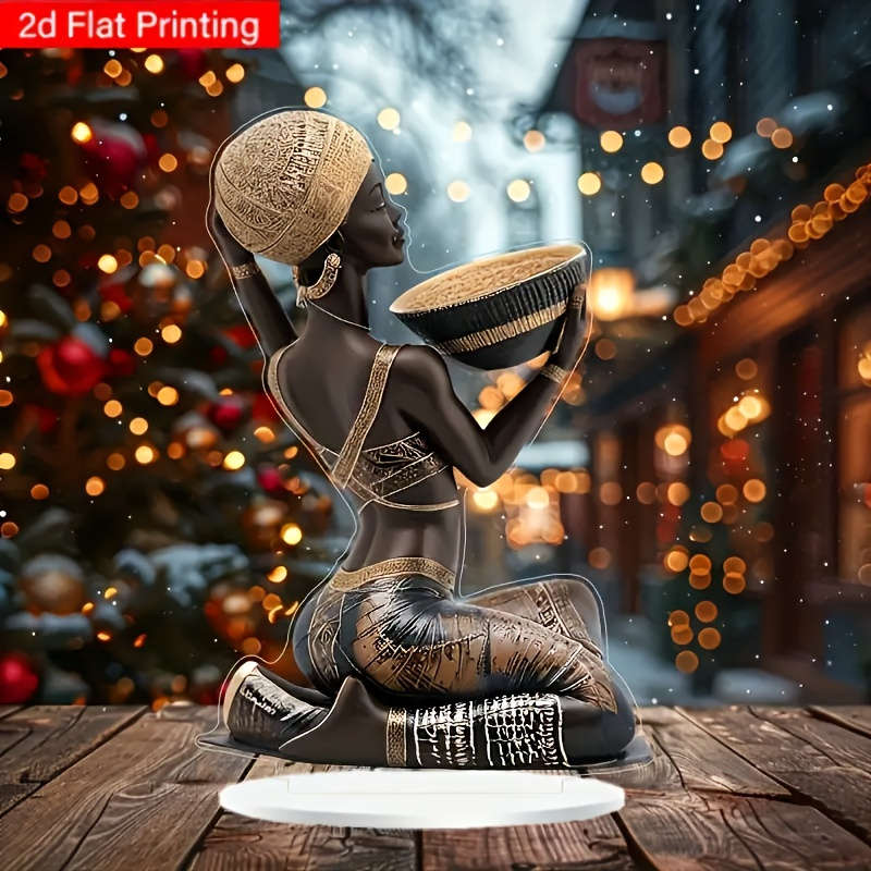 1pc 2D Flat  Elegant Bohemian  Acrylic Tabletop Decor Vintage Style Desktop Ornament with Intri