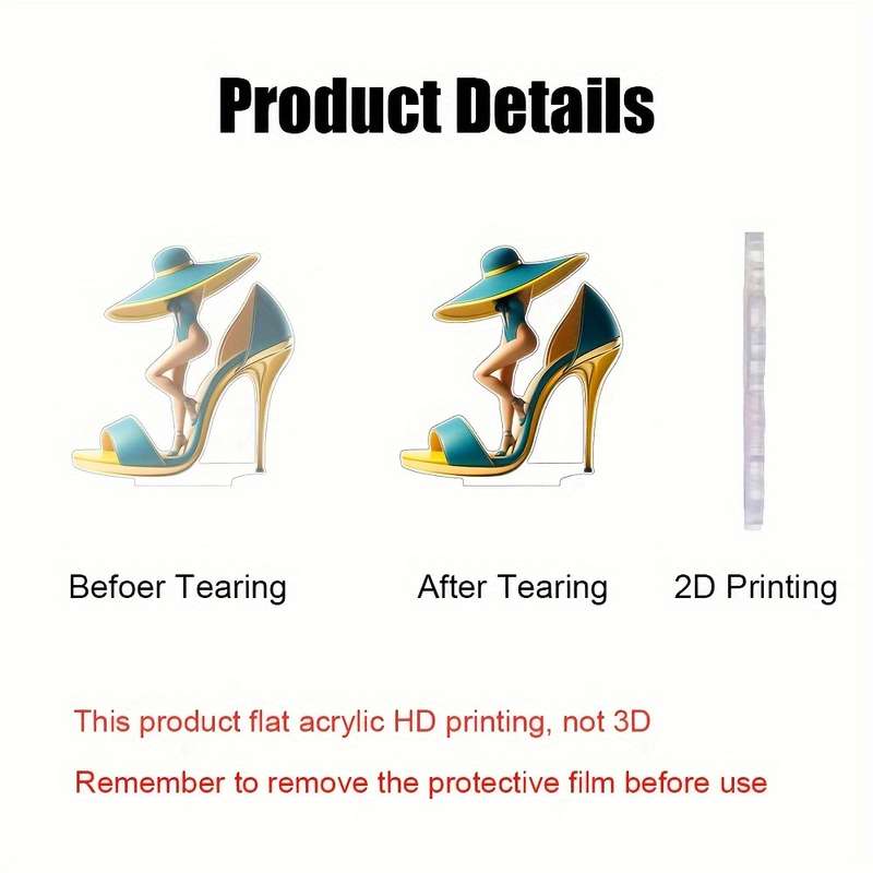 1pc 2D Flat    Elegant High Heel Acrylic Sign  Graphic Design Home Decoration Modern