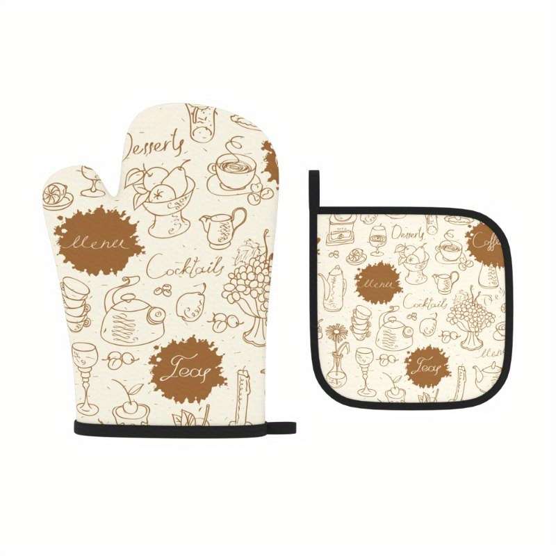 2pcs 26.92x17.02 cm Heat Resistant Oven Mitts And Potholders