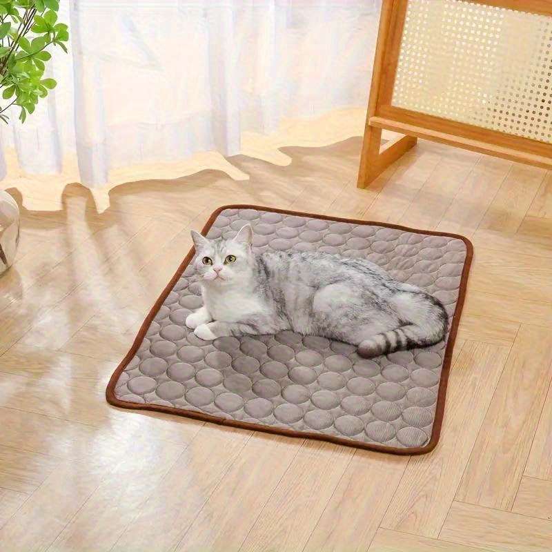 1PC Pet Mat Ice Sliky Fiber Fabric Cooling Mat Coffee Color Size Size  50 x 40 cm