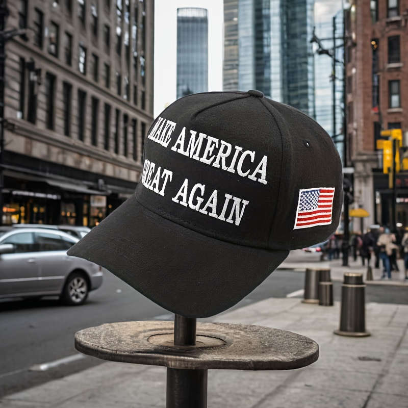 1pc Patriotic 2024 Cotton Baseball Cap Red with Make America Great Again 45-47 Print All-Se