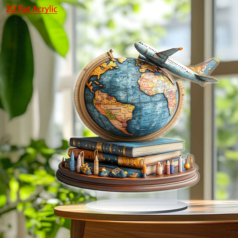 1pc 2D Flat   Bohemian Airplane Model  Acrylic Desktop Decorative Sign Multipurpose Home Pa