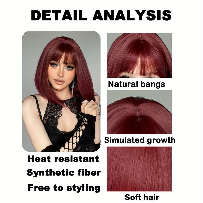 1Pc Burgundy 30.48cm Fashion Design Wig