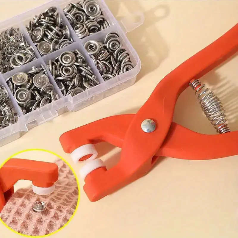 50 Sets Snap Button Kit With Manual Pressure Pliers And 50 Snap Buttons And 1 Transparent Box