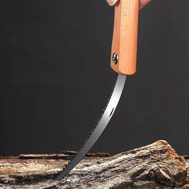 1Pc Portable Sk5 Carbon Steel Folding Hand Saw With Wooden Handle German Engineered Ideal For Campin