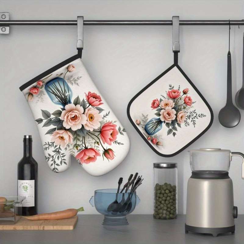 2pcs 26.92x17.02 cm Heat Resistant Oven Mitts And Potholders