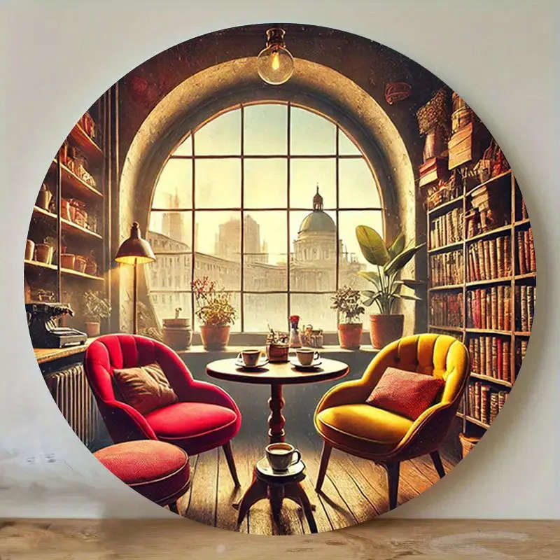 1pc Round Aluminum Sign Wall Art Vintage Cozy Coffee Corner Decor Ideal for Home Cafe Kitchen Club B