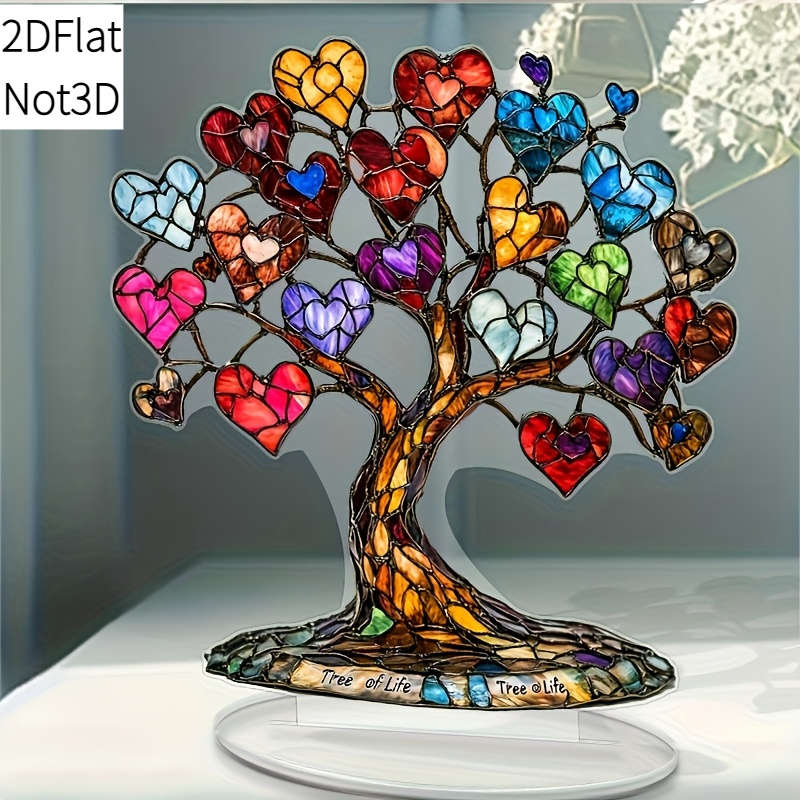 1pc 2D Flat  Acrylic Tree of Life Heart Fruit Desk Decor Vibrant  Plastic Bohemian Style Perfe