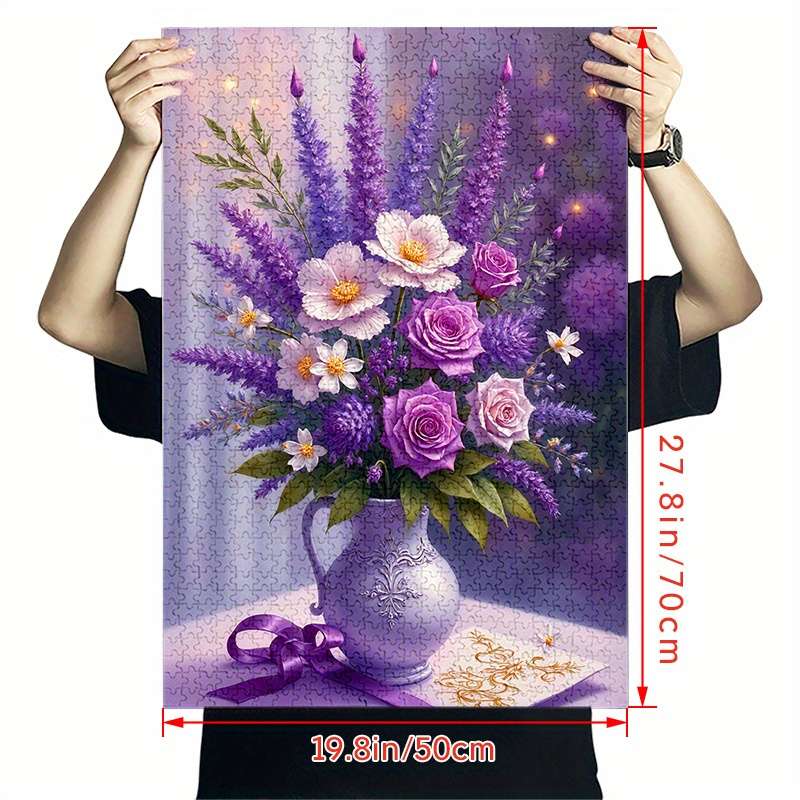 1000pcs Jigsaw Puzzle Purple Flower Vase Design Advanced Level Waterproof Scrat